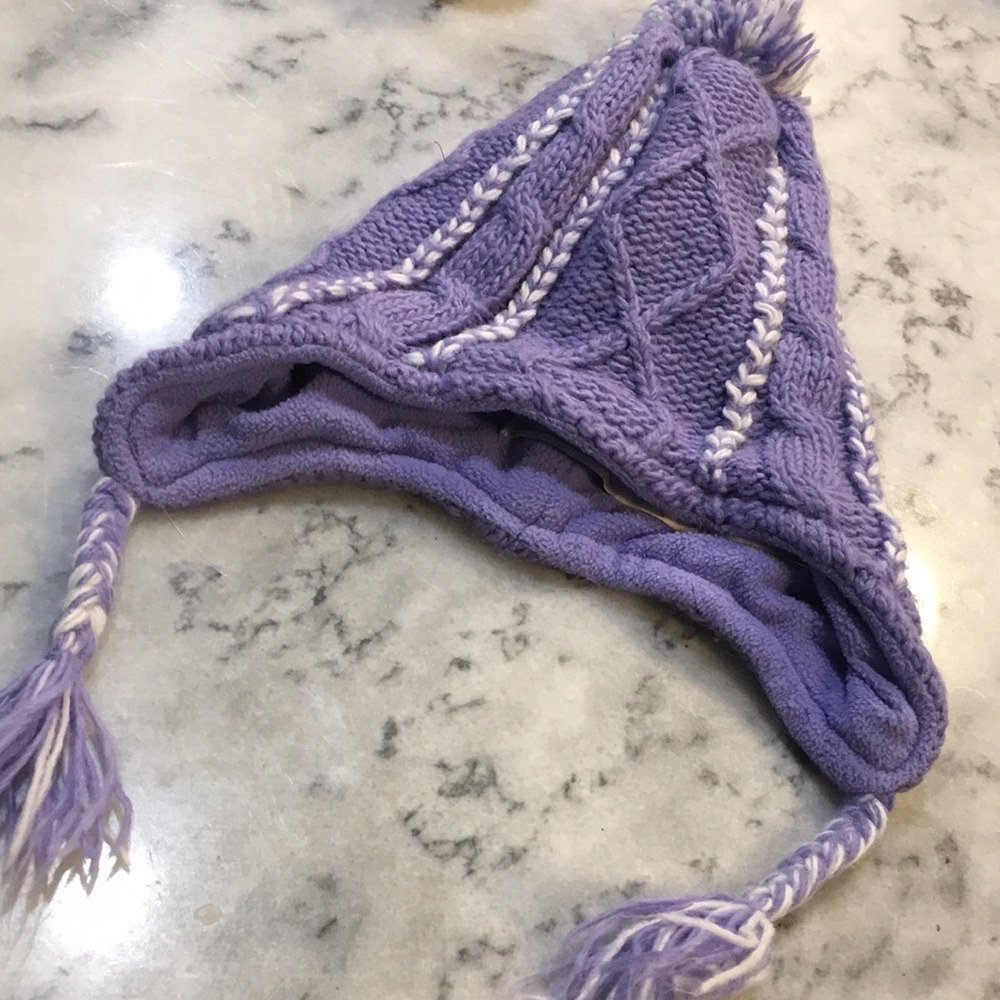 The Children’s Place Knitted purple and white, earflap, 6–18M, Hat